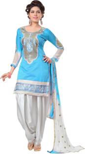 The Fashion World Chanderi Embroidered Semi-stitched Salwar Suit Dupatta Material