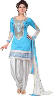 The Fashion World Chanderi Embroidered Semi-stitched Salwar Suit Dupatta Material