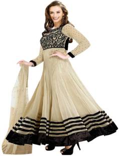Knp Enterprise Georgette Embroidered Semi-stitched Salwar Suit Dupatta Material