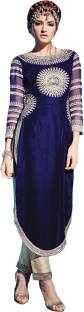 Fab Valley Velvet Embroidered Semi-stitched Salwar Suit Dupatta Material