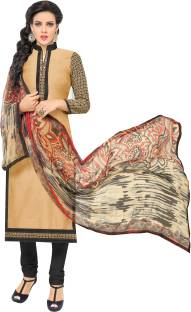 The Fashion World Cotton Embroidered Semi-stitched Salwar Suit Dupatta Material