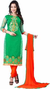 The Fashion World Chanderi Embroidered, Printed Semi-stitched Salwar Suit Dupatta Material