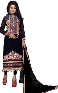 Fashion Ritmo Georgette Embroidered, Self Design Semi-stitched Salwar Suit Dupatta Material