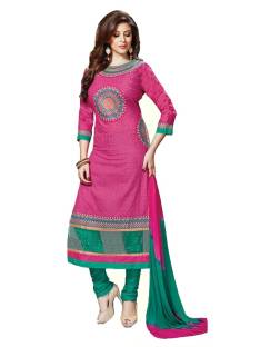 Fashion Ritmo Cotton Embroidered Semi-stitched Salwar Suit Dupatta Material