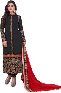 Kedar Fab Georgette Embroidered Semi-stitched Salwar Suit Dupatta Material