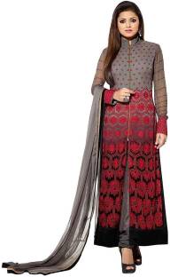 FastColors Georgette Embroidered Semi-stitched Salwar Suit Dupatta Material