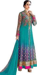 Manvaa Net Embroidered Semi-stitched Salwar Suit Dupatta Material