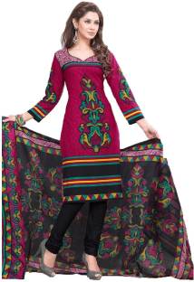 Stylish Girls Cotton Printed Semi-stitched Salwar Suit Dupatta Material