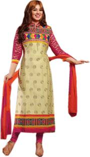 Helix Enterprise Cotton Embroidered Semi-stitched Salwar Suit Dupatta Material