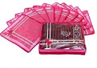 KUBER INDUSTRIES Designer Saree Cover Non Wooven Material 12 Pcs Set (Pink) sc039