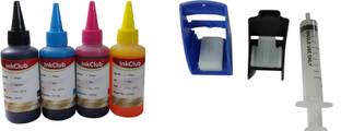 Inkclub 100ml*4 compatible for HP Cartridges + Suction tool for 803 680 678 818 802 901 852 854 855 861 703 704 Black + Tri Color Combo Pack Ink Cartr