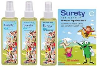 Surety for Safety Anti Mosquito Spray (100ml) (Pack of 3) + Mosquito Repellent Patch 100