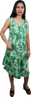 Indiatrendzs Women's A-line Green Dress
