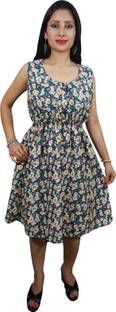 Indiatrendzs Women's Gathered Multicolor Dress