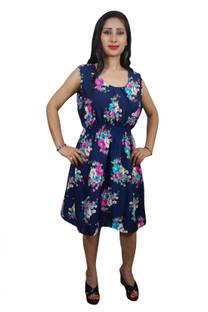 Indiatrendzs Women's Gathered Blue Dress