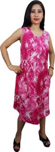 Indiatrendzs Women's A-line Pink Dress