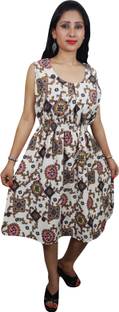 Indiatrendzs Women's Gathered Multicolor Dress