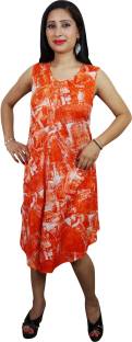 Indiatrendzs Women's A-line Orange Dress