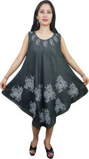Indiatrendzs Women's A-line Black Dress