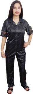 Indiatrendzs Women's Nighty with Robe, Top and Capri