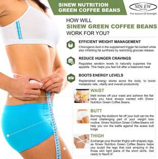 Sinew Sinew Nutrition Green Coffee Beans for Weight Loss 400Gm (200Gm X 2), Arabica Grade "A" Coffee Beans, Decaffeinated & Unroasted contains Chlorogenic Acid (GCA/CGA) for Weight Loss