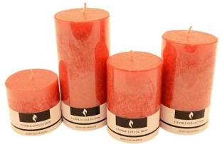Lyallpur Stores Red Rose Scented Pillar Candles |Pack Of 4 Candles | Red Color Candle