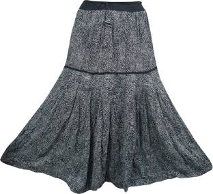 Indiatrendzs Printed Women's A-line Black Skirt