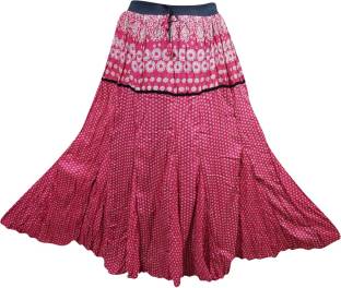 Indiatrendzs Printed Women's A-line Pink Skirt