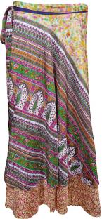 Indiatrendzs Floral Print Women's Wrap Around Multicolor Skirt