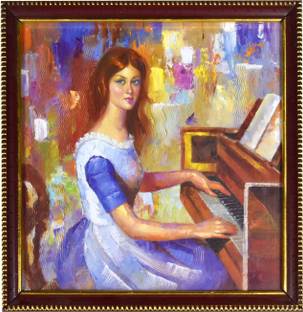 Gallery99 Lady Playing Piano Canvas 8 75 Inch X 0 79 Inch Painting