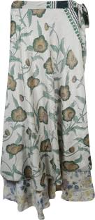 Indiatrendzs Printed Women's Wrap Around Beige Skirt