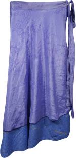 Indiatrendzs Printed Women's Wrap Around Purple Skirt