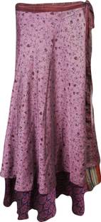 Indiatrendzs Printed Women's Wrap Around Pink Skirt