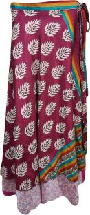 Indiatrendzs Printed Women's Wrap Around Pink Skirt
