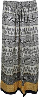 Indiatrendzs Printed Women's A-line Black, Beige Skirt