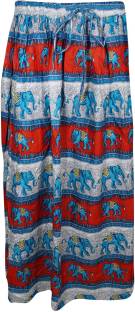 Indiatrendzs Printed Women's A-line Red, Blue Skirt