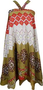 Indiatrendzs Printed Women's Wrap Around Red, Green Skirt