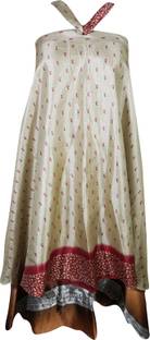 Indiatrendzs Printed Women's Wrap Around Beige, Brown Skirt