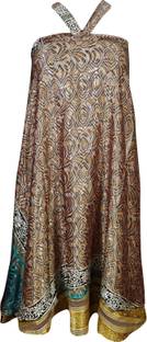 Indiatrendzs Printed Women's Wrap Around Brown Skirt