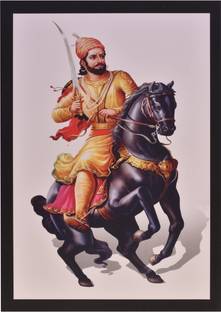 Sparkle Print Photo Of Shivaji Maharaj On Horse Without Frame 20