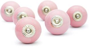 Casa Decor Pack Of 6 Ceramic Pink Round Decorative Antique Door