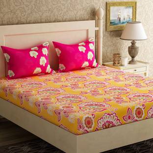 Bella Casa 104 TC Cotton Double Floral Bedsheet