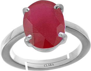 CLARA Certified Ruby Manik 4.8cts or 5.25ratti original stone Sterling Silver Astrological Ring for Men and Women