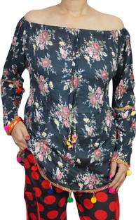 Indiatrendzs Party Full Sleeve Floral Print Women's Multicolor Top