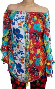 Indiatrendzs Party Full Sleeve Floral Print Women's Multicolor Top