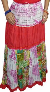 Indiatrendzs Printed Women A-line Red Skirt