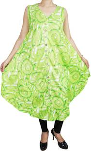 Indiatrendzs Women A-line Light Green Dress