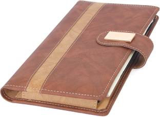 KITTU Imported fabric cheque book holder and passbook cover dark brownish and cream