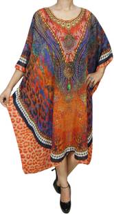 Indiatrendzs Printed Poly Georgette Women Kaftan