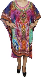 Indiatrendzs Printed Poly Georgette Women Kaftan